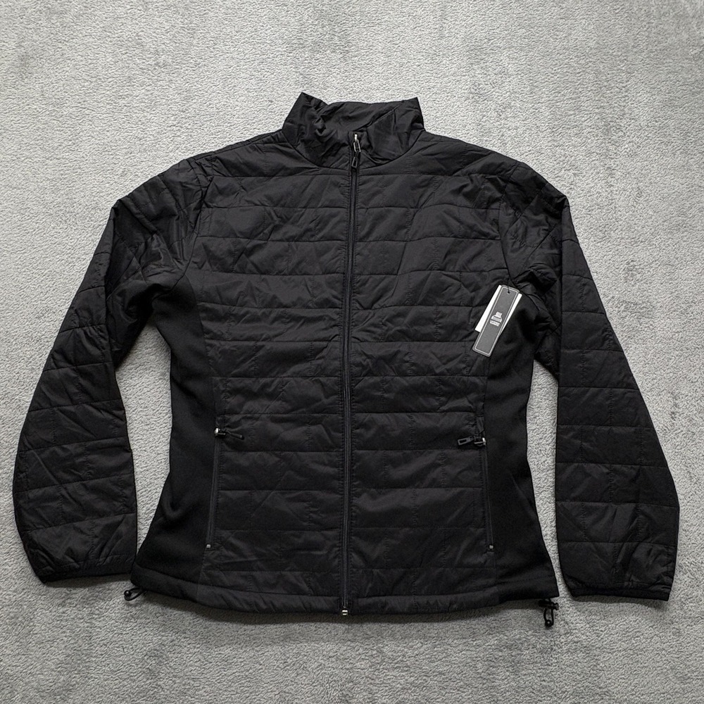 Burnside Jacket Womens XL Black Quilted‎ Full Zip Lightweight Outdoor Puffer New